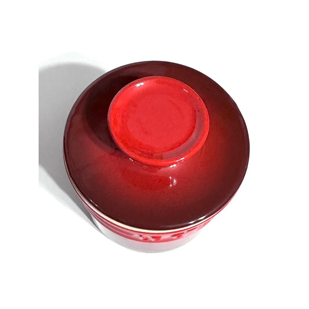 Le Creuset Butter Crock Bell Keeper Stoneware Cerise Cherry Red Ombre